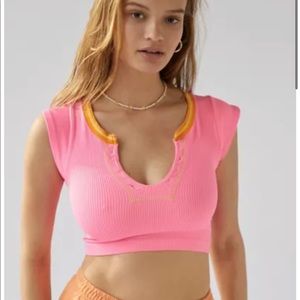 OUT FROM UNDER GO FOR THE GOLD SEAMLESS TOP IN PINK URBAN OUTFITTERS ISO